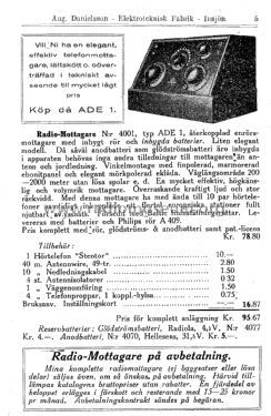 ADE 1; ADE, Aug. Danielsson (ID = 2581754) Radio