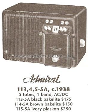 114-5A Ch= 5A; Admiral brand (ID = 1682817) Radio