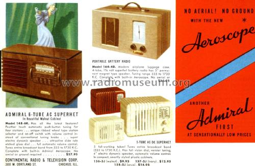 158-5J ; Admiral brand (ID = 1809899) Radio