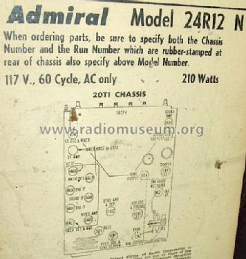 24R12 N Ch= 20T1; Admiral brand (ID = 422555) Television