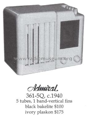 362-5Q Ivory ; Admiral brand (ID = 1384431) Radio