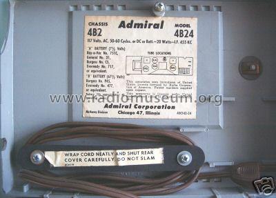 4B24 Ch= 4B2; Admiral brand (ID = 289090) Radio