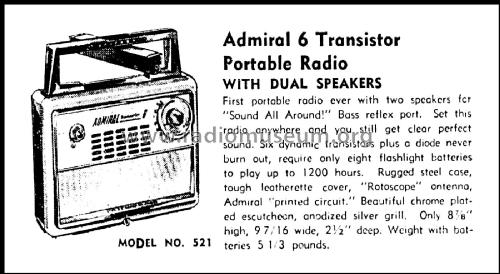 521 Ch= 6T2; Admiral brand (ID = 2931839) Radio