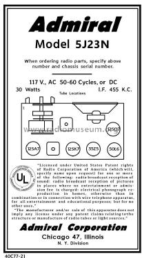 5J23 Ch= 5J2; Admiral brand (ID = 2795459) Radio