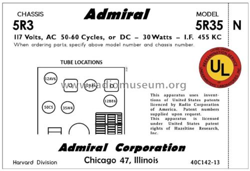 5R35 Ch= 5R3; Admiral brand (ID = 2793104) Radio