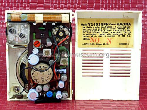 6 Transistor Y2403GPN ; Admiral brand (ID = 2615717) Radio