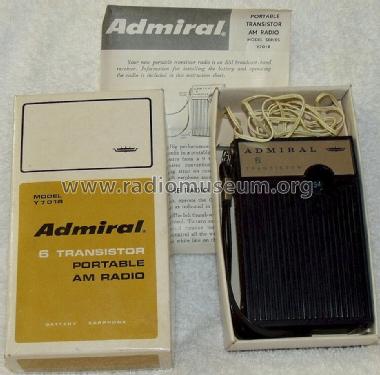 6 Transistor Y701R Ch= 6R4; Admiral brand (ID = 1242307) Radio