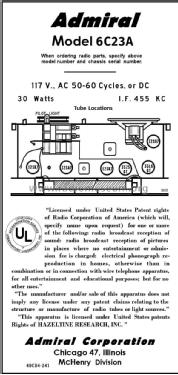 6C23A Ch= 6C2A; Admiral brand (ID = 2866937) Radio