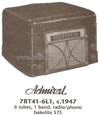 7RT41 Ch= 6L1; Admiral brand (ID = 1671805) Radio