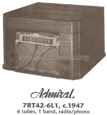 7RT42 Ch= 6L1; Admiral brand (ID = 1671806) Radio