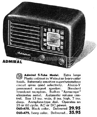 7T10 Ch= 5K1 ; Admiral brand (ID = 1670100) Radio