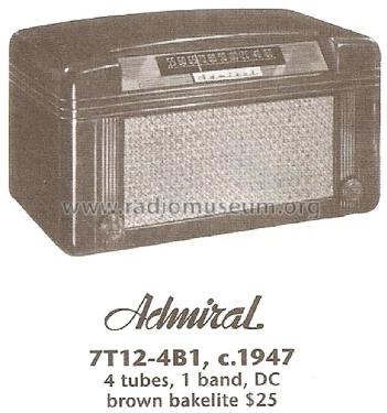 7T12 CH= 4B1; Admiral brand (ID = 1672214) Radio