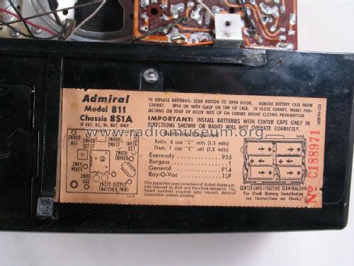 Super 8 Transistor 811 ; Admiral brand (ID = 2551455) Radio