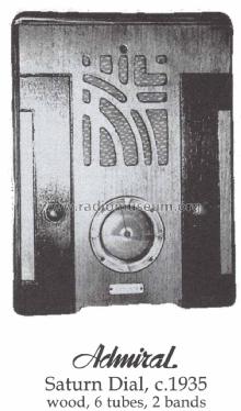 Admiral Saturn Dial ; Admiral brand (ID = 1384380) Radio