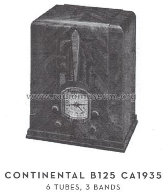 Continental B125 ; Admiral brand (ID = 1600608) Radio