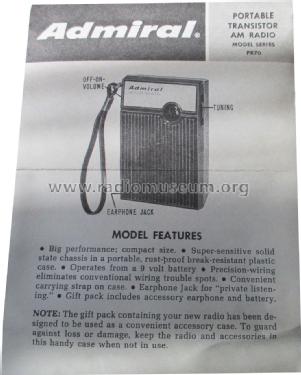 Solid State 6 Transistor PR 79; Admiral brand (ID = 1736136) Radio