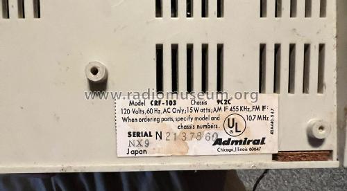 Solid State AM FM CRF-103 ; Admiral brand (ID = 2855261) Radio