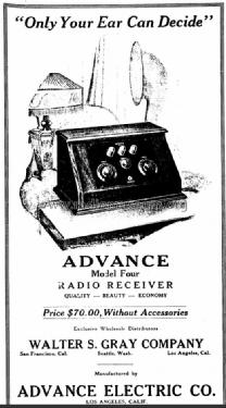 Advance Model 4; Advance Electric Co. (ID = 977434) Radio