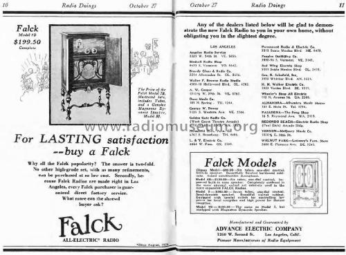 Falck Model 7; Advance Electric Co. (ID = 1899569) Radio