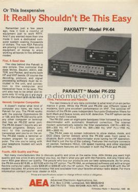 PAKRATT PK-64; Advanced Electronic (ID = 2843844) Morse+TTY