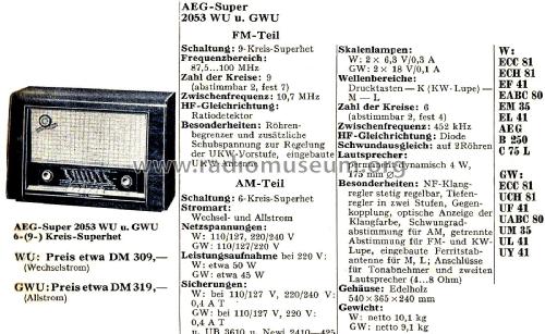 2053GWU; AEG Radios Allg. (ID = 2647723) Radio