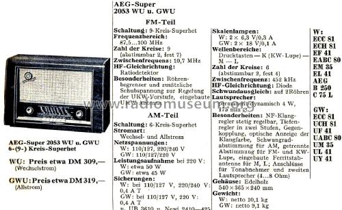 2053WU; AEG Radios Allg. (ID = 2647722) Radio