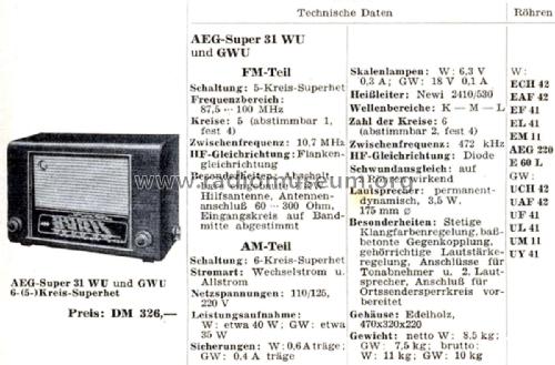31GWU; AEG Radios Allg. (ID = 2337454) Radio