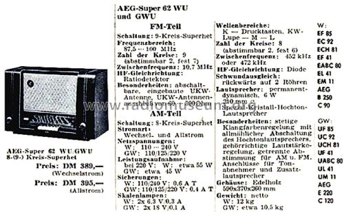 62WU; AEG Radios Allg. (ID = 2798613) Radio