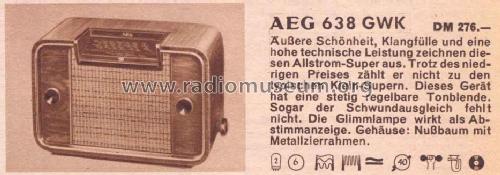 638GWK; AEG Radios Allg. (ID = 29405) Radio