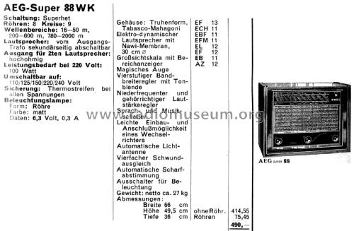 88WK; AEG Radios Allg. (ID = 2802893) Radio