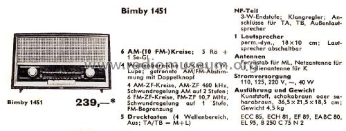 Bimby 1451; AEG Radios Allg. (ID = 2569240) Radio