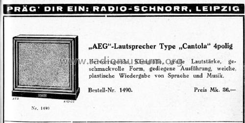 Canto ; AEG Radios Allg. (ID = 2971905) Speaker-P