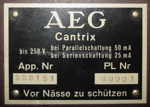 Cantrix 1; AEG Radios Allg. (ID = 2052357) Parleur