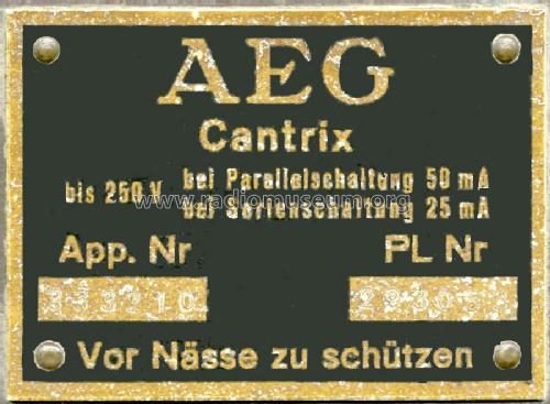 Cantrix 1; AEG Radios Allg. (ID = 266897) Speaker-P