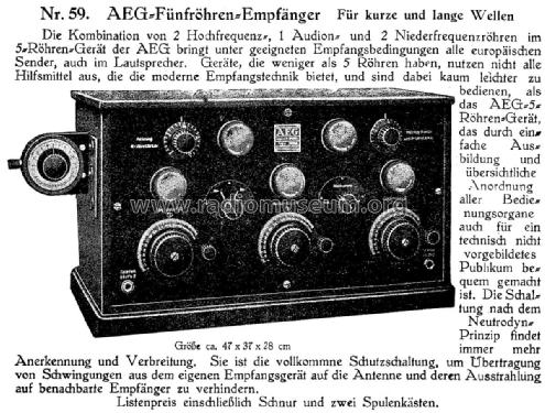 Fünfröhren-Empfänger Neutrodyn; AEG Radios Allg. (ID = 2651174) Radio