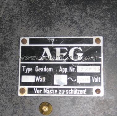 Geadem ; AEG Radios Allg. (ID = 1593459) Radio