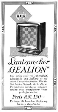 Gealion 1 und 4; AEG Radios Allg. (ID = 2789334) Parleur