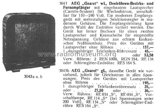 Gearet 31WL ; AEG Radios Allg. (ID = 2493068) Radio