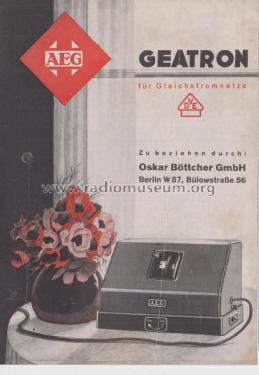 Geatron 3G/3bG; AEG Radios Allg. (ID = 2572012) Radio