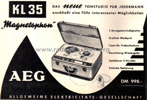 Magnetophon KL35; AEG Radios Allg. (ID = 2436504) Enrég.-R
