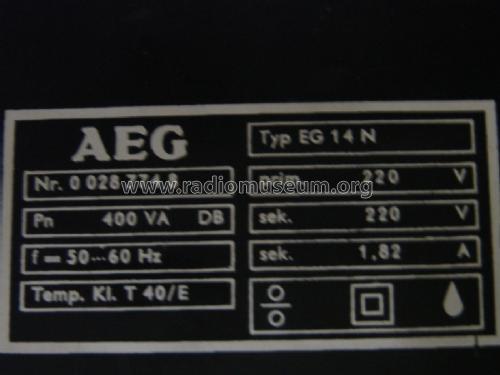 Trenntrafo EG-14N; AEG Radios Allg. (ID = 1775876) Equipment