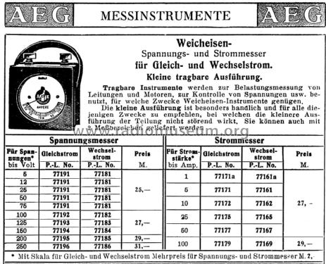 Weicheisen-Spannungsmesser, Strommesser, Klasse G 5-250 V AC/DC; 1-130 A AC/DC; AEG Radios Allg. (ID = 2026201) Equipment