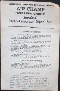 Standard Radio - Telegraph Signal Set M.V.400; Air Champ Sales Co.; (ID = 1736065) Morse+TTY