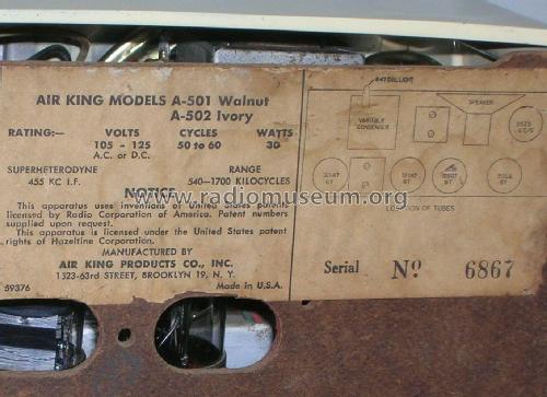A-502 Ch= 465-4; Air King Products Co (ID = 2515864) Radio