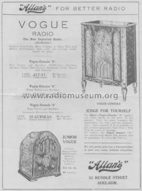 Vogue Junior ; Vogue Brand Allan’s (ID = 1603980) Radio