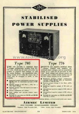 Stabilised Power Supply 705; Airmec Ltd.; (ID = 3016186) Strom-V