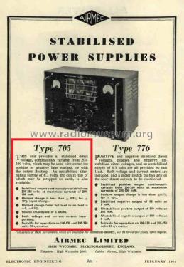 Stabilised Power Supply 705; Airmec Ltd.; (ID = 3016186) Aliment.