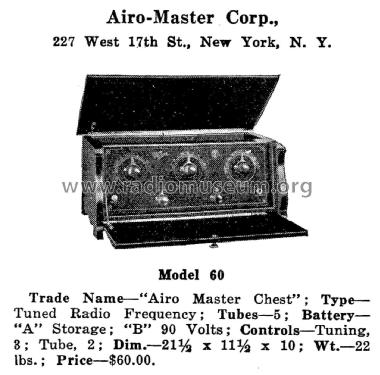 Airo Master Chest Model 60; Airo-Master Corp.; (ID = 1951130) Radio