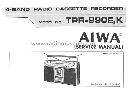 4-Band Radio Cassette Recorder TPR-990K; Aiwa Co. Ltd.; Tokyo (ID = 1652367) Radio