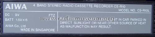 4 Band Stereo Radio Cassette Recorder CS-R10L; Aiwa Co. Ltd.; Tokyo (ID = 1366968) Radio